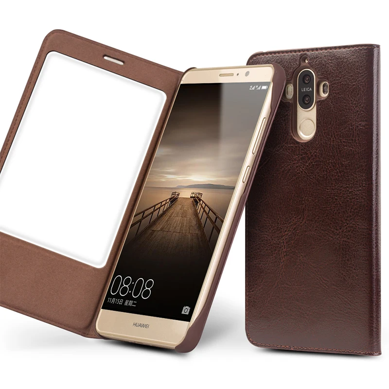

QIALINO Genuine Leather Sleep Wake Function Smart Case for Huawei Ascend Mate 9 Luxury Flip Handmade Cover for Huawei Mate 9