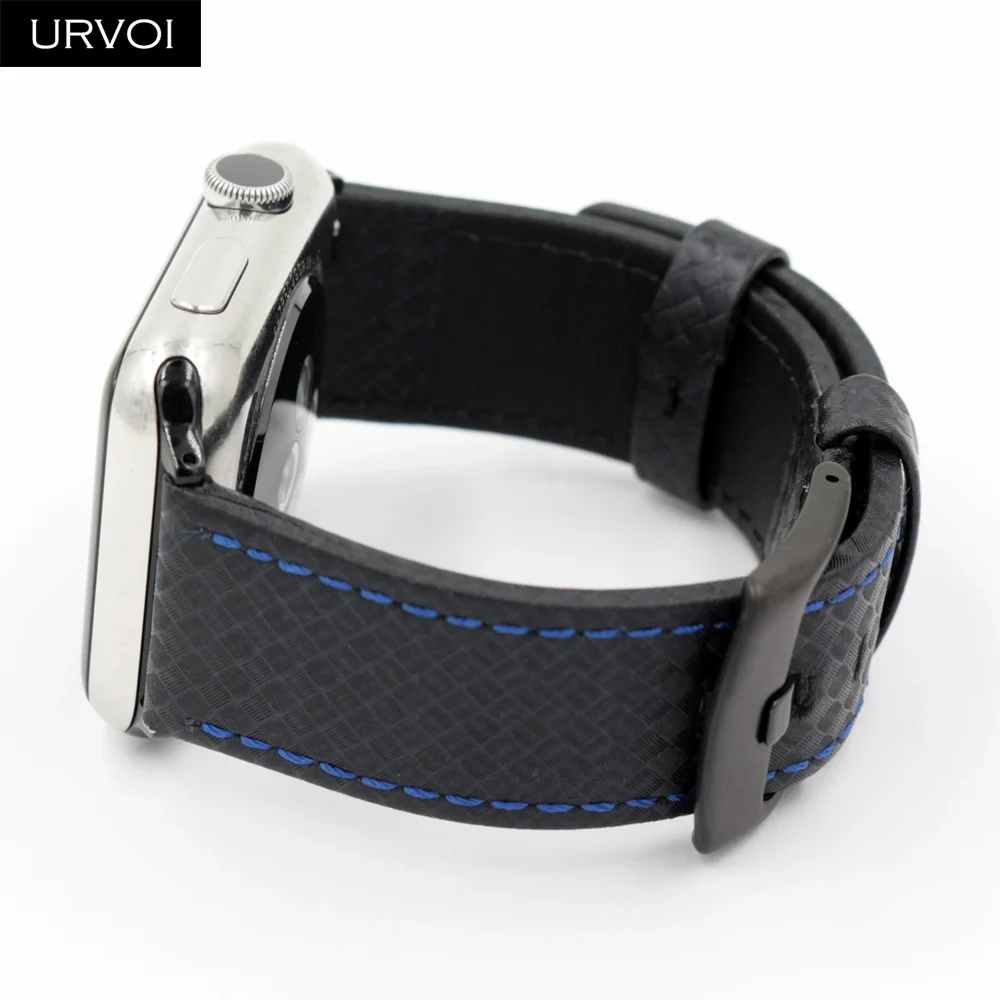 URVOI ремешок для apple watch series 4 3 2 1 кожаный iwatch из нержавеющей стали черная Пряжка