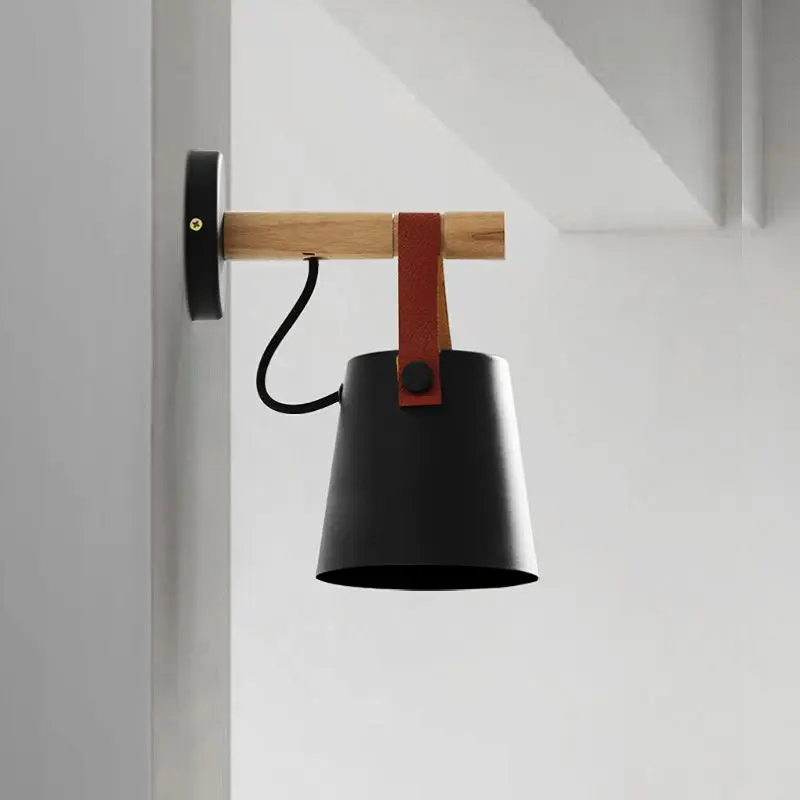 Nordic светодиодный настенный светильник дерево висит бра современный прикроватный для гостиная ресторан