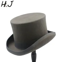 15 см 4 размера серый черный шерстяной Женский Мужской Федора топ шляпа для волшебника стимпанк бобра вечерние Свадебная шляпка