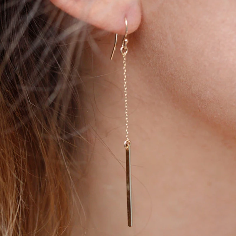 

ZN 2019 Simple Fashion Jewelry Dangle Earrings Punk Style Earrings For Women Long Section A Word Chain Earrings Gifts