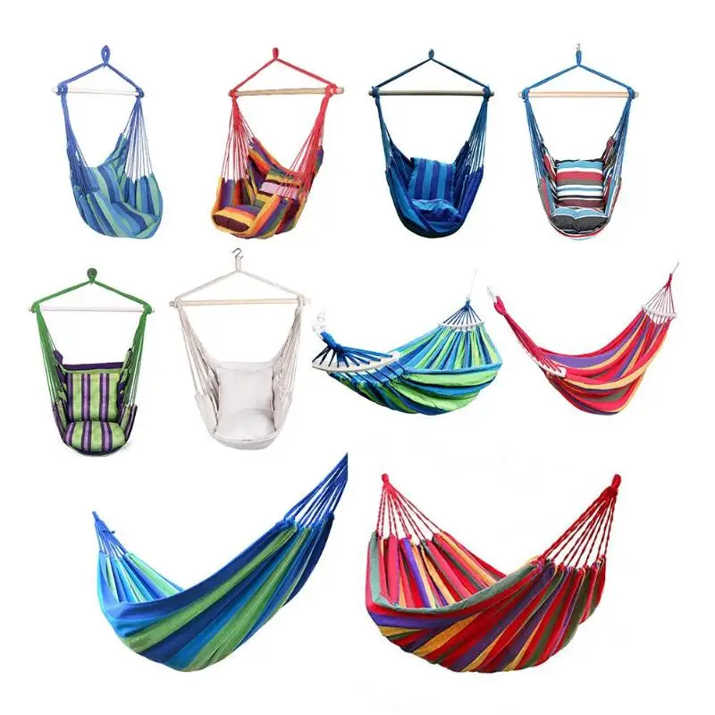 

Outdoor Garden Hammock Chair Hanging Chair Swing Bed Chair Seat With 2 Pillows Adults Kids Leisure Hammock Swing Chairs