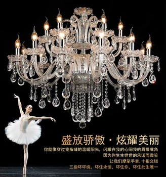 

Wholesale Free Shipping Modern luxury 15 Arms Large Crystal Chandelier Lamp Lustre Home , with 100% K9 Crystal D850mm H730mm