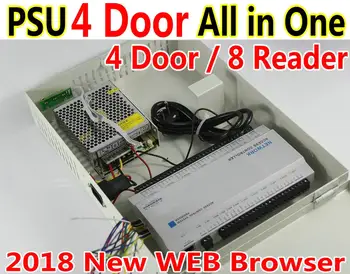 

2018 New PSU Power All in One Box with 4 Door/8 Readers Web controller panel Access controller PC Software+TCP/IP Network pcb