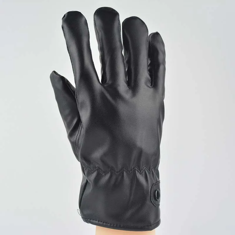 

Leather gloves men's winter plus velvet thickening cycling windproof waterproof warm gloves