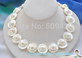 

Free shipping >>@ +>AAA++ HUGE REAL 18" 20mm white south sea mabe pearl NECKLACE