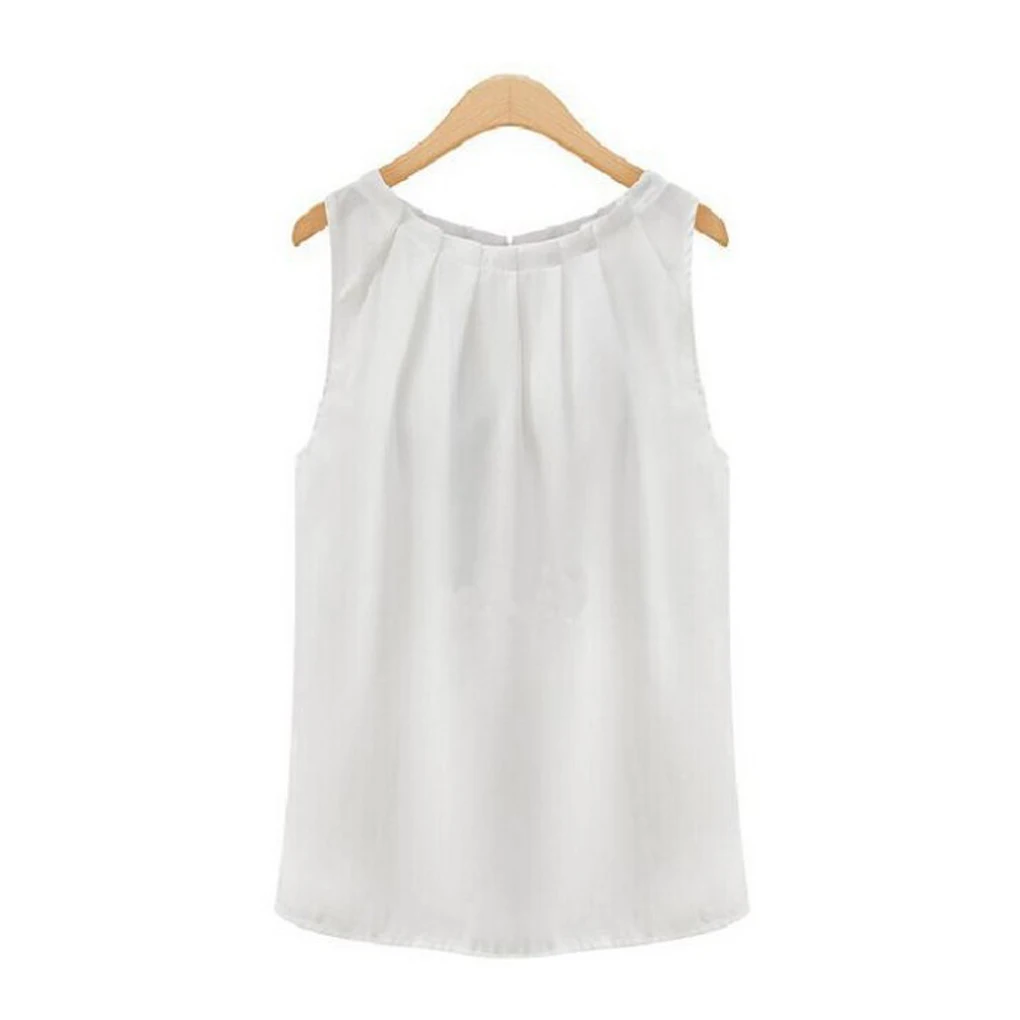 Summer Women Office OL style blouses Sleeveless Tropical Tops Chiffon shirts Tank Top Vest Casual Blusas S-XL Tops