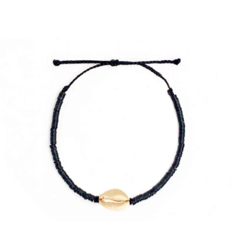 

bff Boho Gold Cowrie Shell Bracelets For Women Polymer Clay Accessories Rope Chain Couple Bracelet Boheme armbanden coquillage