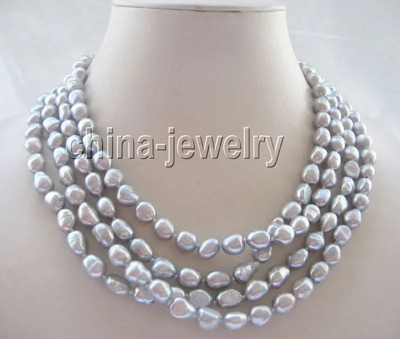 

70" Long 9-12mm gray baroque freshwater pearl necklace