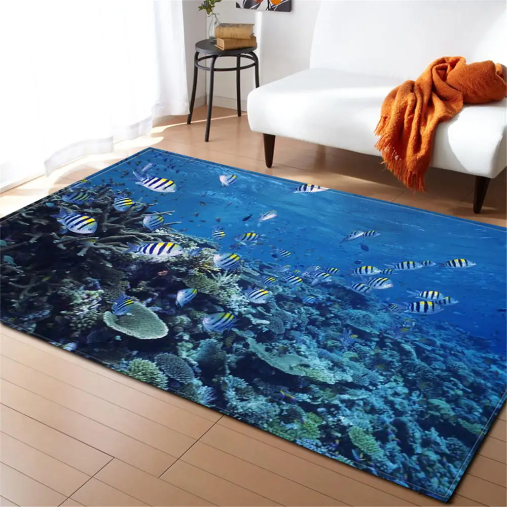 3D подводный мир ковер для гостиной домашний текстиль коврики мягкие фланелевые коврики для ползания детская комната красивые ковры с рыбами ковер - Цвет: No-4