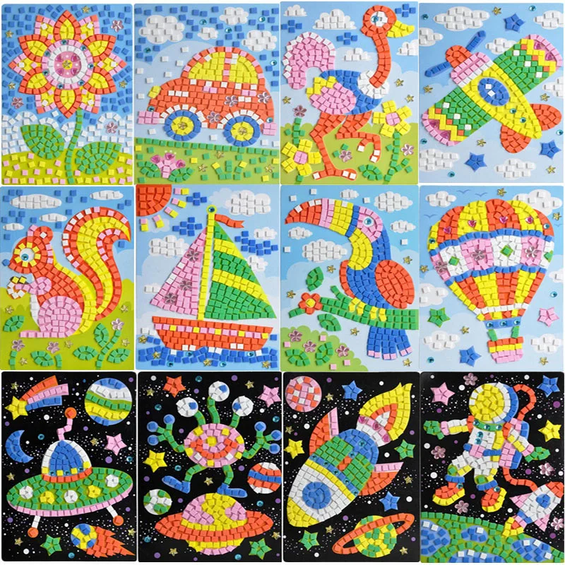 

Handmade 3D Children Puzzle DIY Cartoon Animal Foam Mosaic Crysta Stickers Art EVA Sticker Creative Educational Kids Toys