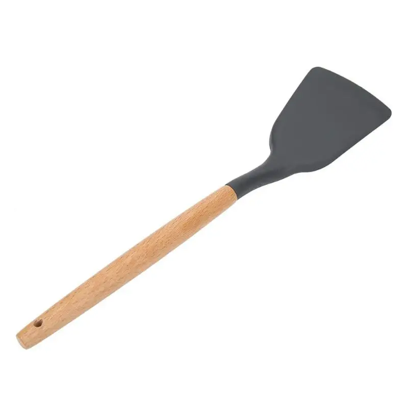 Силиконовая лопаточка с деревянной ручкой, антипригарная кухонная утварь, кухонная утварь, крем, масло, лопатка для перемешивания, скребок, суповая посуда