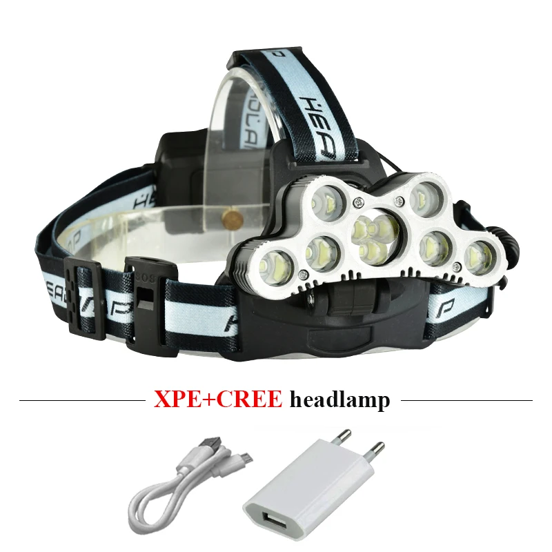 

9 LED headlight super bright headlamp usb rechargeable head lamp CREE XML T6 18650 head torch high power led torch flash light