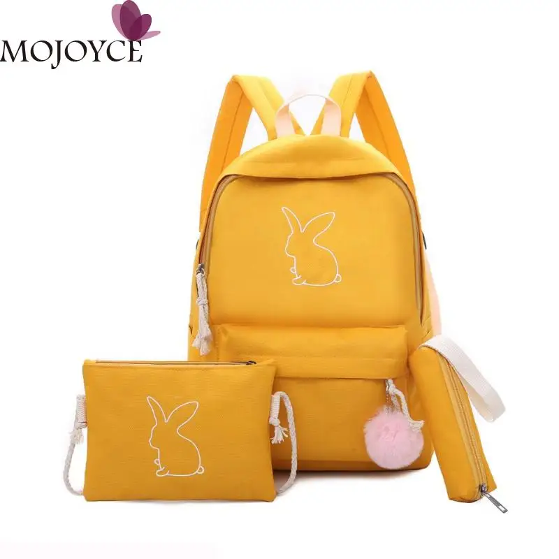 Твердые Цвет Повседневное большой Ёмкость 3 шт. простой школьный рюкзак сумка Для женщин Карандаш Чехол школьная одежда для детей комплект с сумкой - Цвет: Цвет: желтый