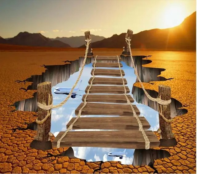 Custom 3d suelo 3d fondos de pantalla para pared grieta Creativa aérea