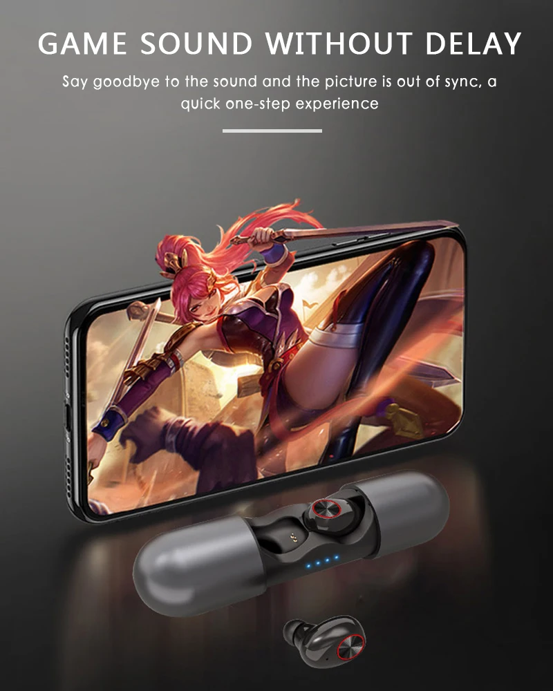 Red/Blue/Black Mini Wireless TWS Sport Stereo Bluetooth Headset Music Earbuds In Ear Earphones with charging box for Ios Android|Наушники и