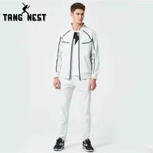 TANGNEST мужские повседневные Костюмы спортивный костюм Одежда для фитнеса одежда для мужчин 2 шт повседневные брюки куртки MSY173
