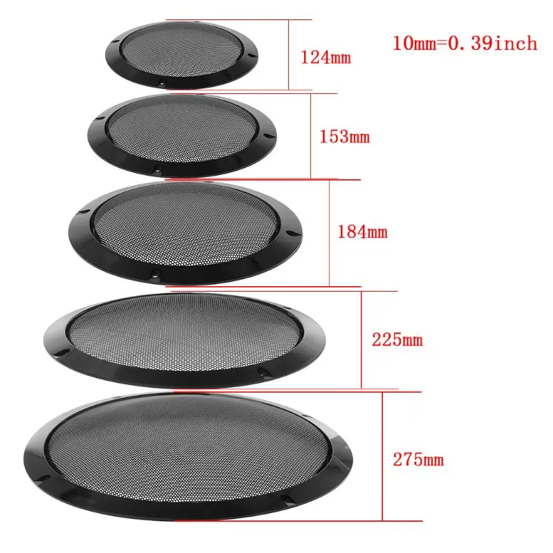 2PCS Protective Speaker Cover Steel Mesh Grille Grills Decorative Circle DIY Metal Cold Rolled Steel Accessories Black