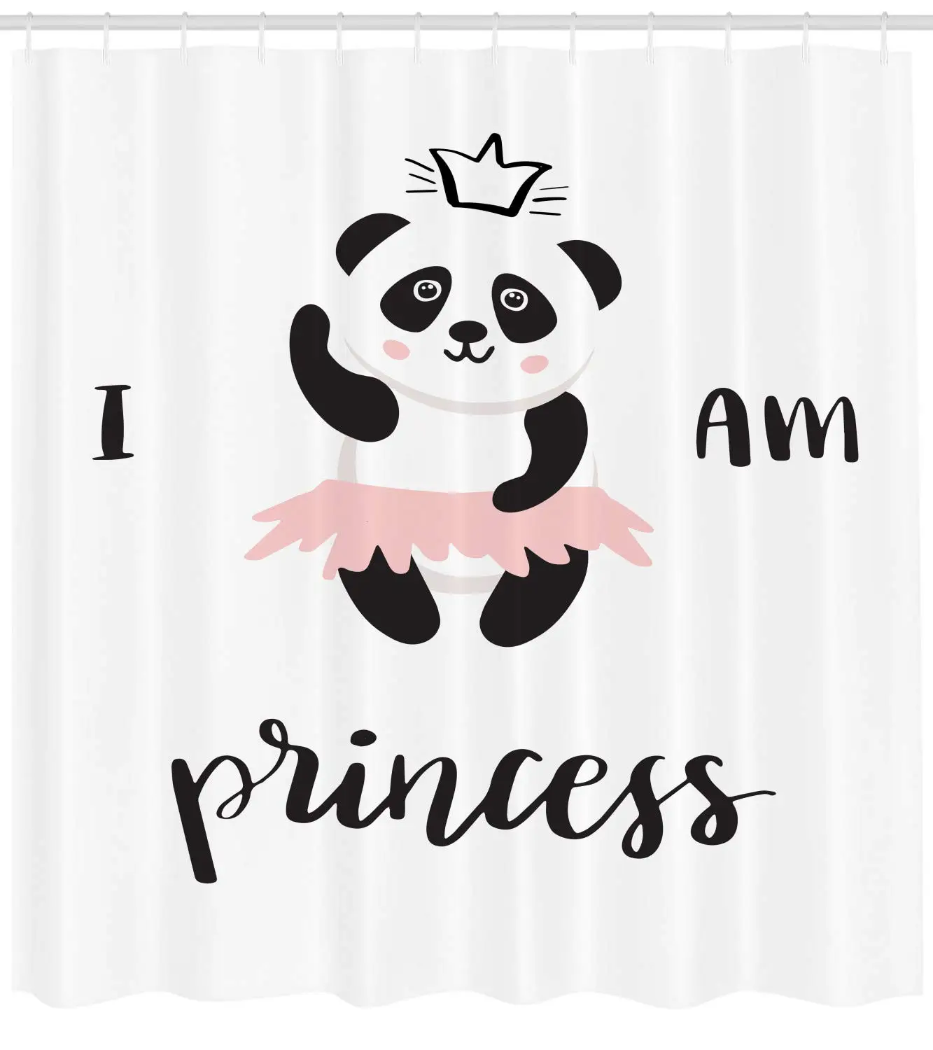 

I am a Princess Shower Curtain Funny Ballerina Panda Bear Dancing in Pink Skirt Baby Kids Fabric Bathroom Decor Set