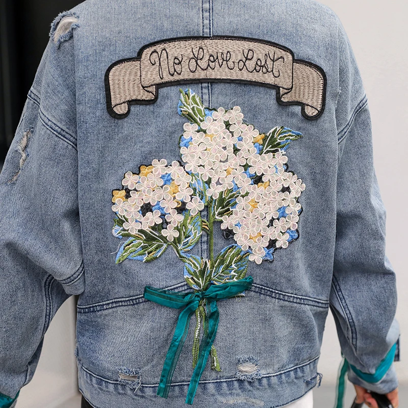 

Embroidery Denim Jacket Women Spring 2019 European Station Loose Casual Short Denim Jacket Female Harajuku Retro Women Coat