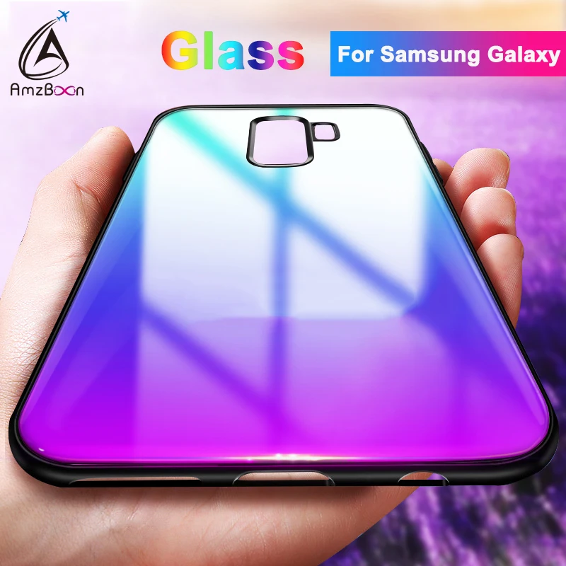 Чехол Amzboon из закаленного стекла с градиентом для Samsung Galaxy Note 8 9 Роскошная мягкая