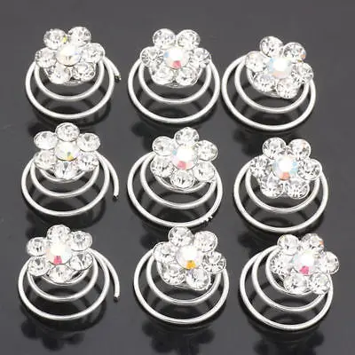 

12pcs Wedding Flower Crystal Hair Twists Spins Pins Hair Accessory SP-869