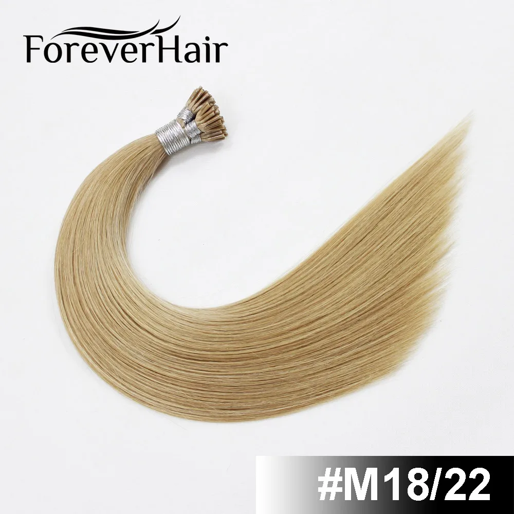 FOREVER HAIR 0,8 г/локон 1" 18" 2" 24" Remy I Tip человеческие волосы для наращивания цвета Fusion европейские человеческие волосы для наращивания кератиновая связь - Цвет: # M18/22