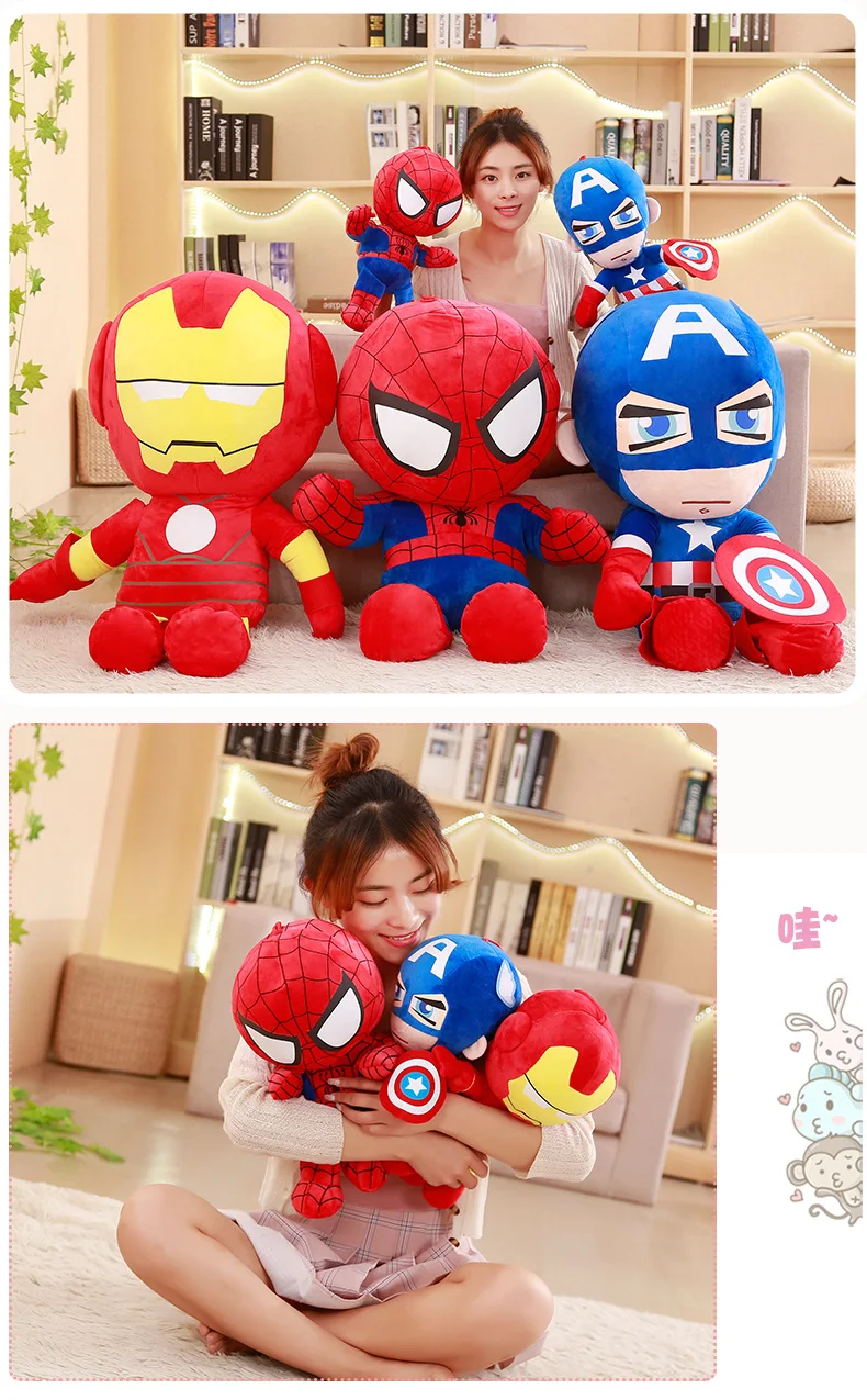 5pcs/lot Soft Stuffed Super Hero Captain America Iron Man Spiderman Plush Toys The Avengers Movie Dolls for Kids Birthday Gift