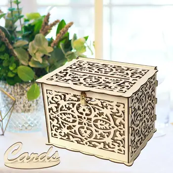 

DIY Wedding Gift Wooden Card Money Box Case With Lock Rustic Beautiful Party Favor Decoration Birthday Supplies