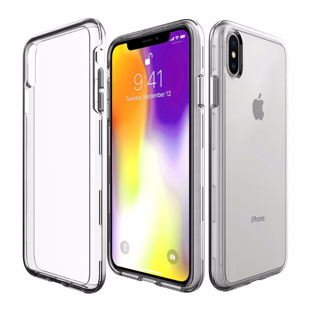 Crystal Clear Жесткий Чехол для iPhone XS Max X 6 S 7 8 плюс + крышка Броня прозрачная сзади