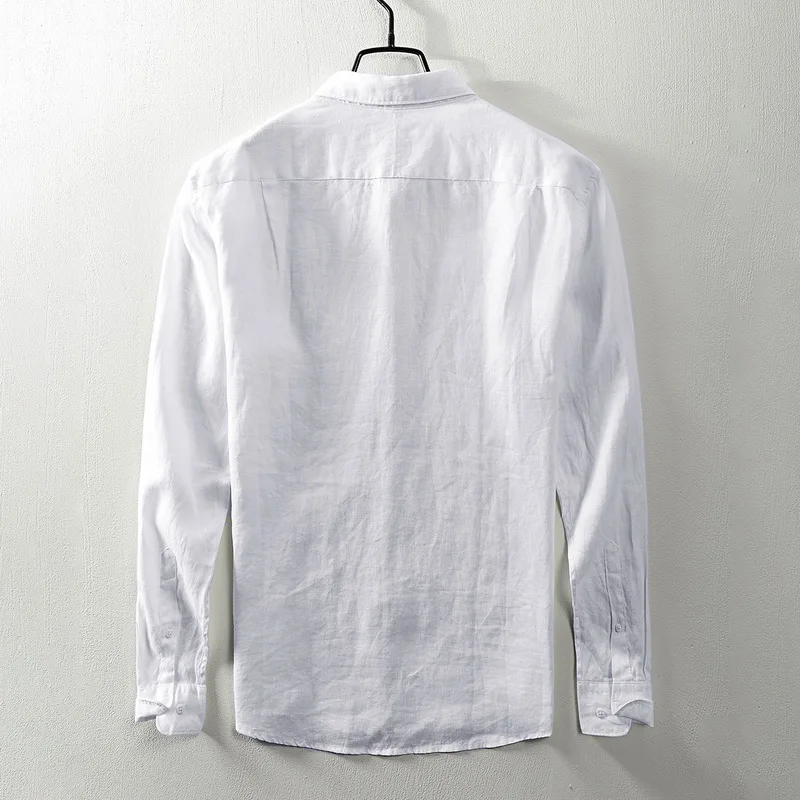Suehaiwe бренд с длинными рукавами льняные рубашки мужские Белая рубашка с отложным воротником мужские большие размеры Однотонная рубашка