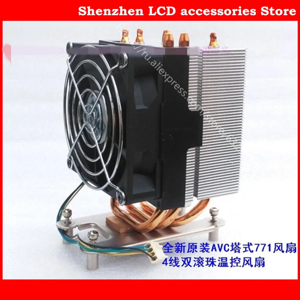 

New AVC 771 copper bottom heat pipe radiator tower side 5 u server 4 line ball temperature control fan AVC771