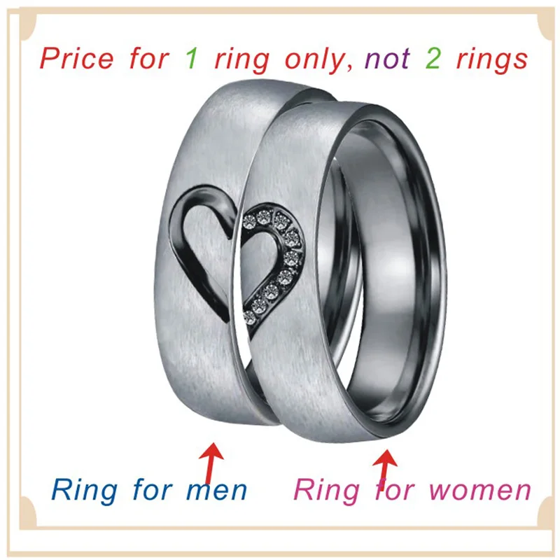 Alliance, ювелирные изделия на День святого Валентина, обручальные кольца для мужчин и женщин, черный cz, сердце, одинаковые, для свадьбы, пары, набор колец