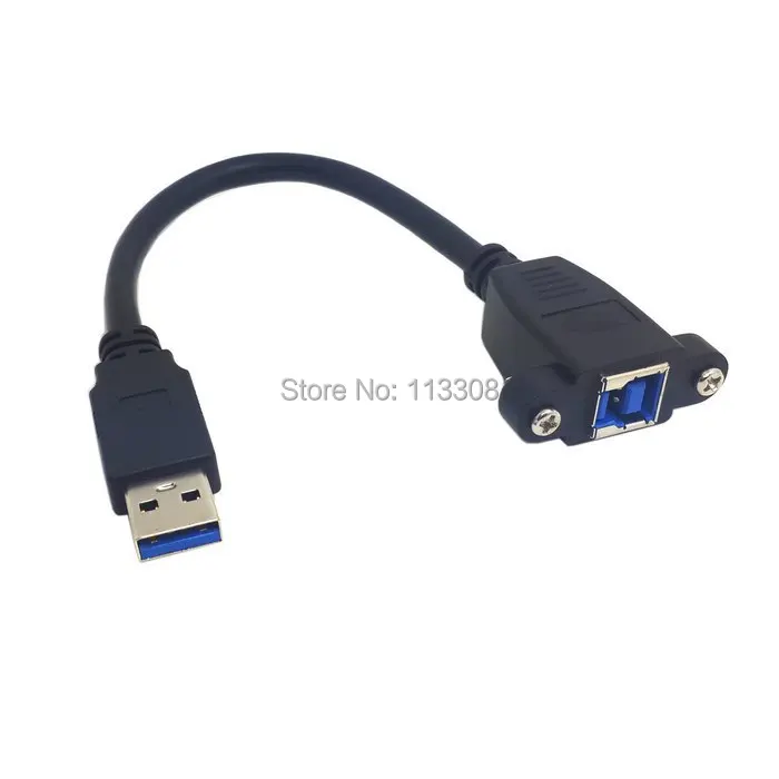 100 шт./лот USB 3,0 мужчина к USB 3,0 B Женский переходник, конвертер кабель 20 см с винтовыми панельными отверстиями, по UPS DHL