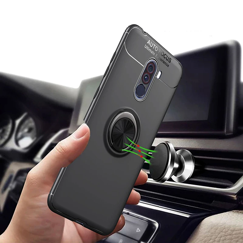 MAKAVO-Voor-Xiaomi-Pocophone-F1-Case-Vinger-Ring-Houder-Zachte-Mat-Siliconen-Back-Cover-Voor-Xiaomi
