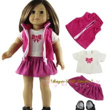 [AM201]Free Shipping American Girl Doll in Clothes# Vest, Top, Skirt and Shoes Set for 18" Amrican Girl Doll Outfits for Retail