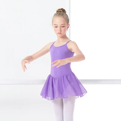 Шифоновое платье балетное платье для маленьких девочек, балетные костюмы с юбкой купальник розовое платье, гимнастический купальник для детей - Цвет: Lavender
