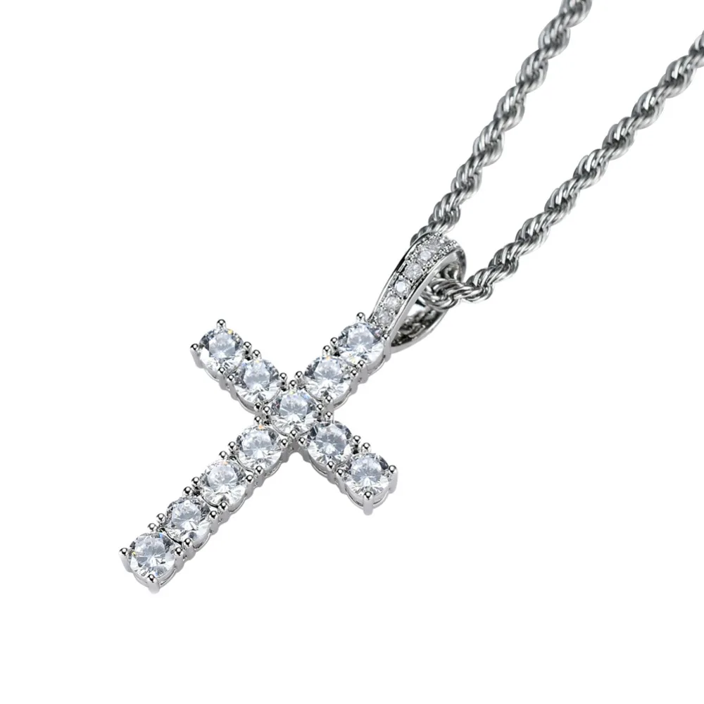 Кулон в стиле хип-хоп с крестом, медное микро-ожерелье с AAA цирконием, ювелирные изделия для мужчин и женщин CN020