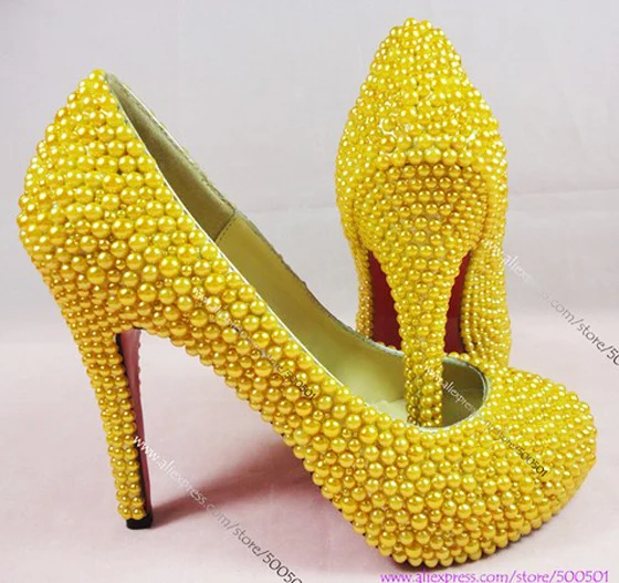 Yellow Wedding Shoes New Fashion Handmade High Heeled Rhinestone Yellow Wedding Shoes New Fashion Handmade High Heeled Rhinestone Heelatching Clutch Bag In Women S Pumps From On Aliexpress