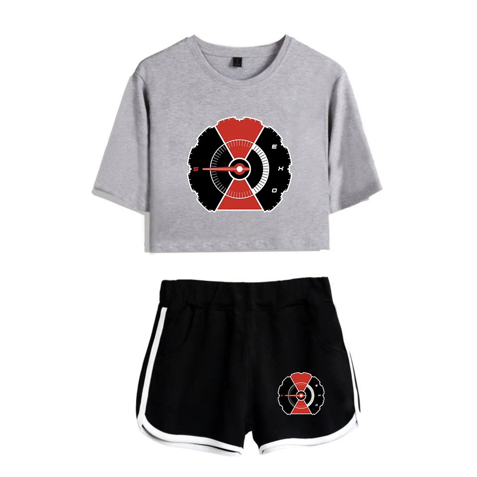 Frdun Tommy EXO 2018 новый летний укороченный топ для девочек из двух частей короткая