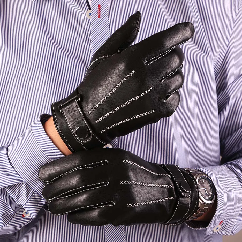 KURSHEUEL лучший роскошный сенсорный экран итальянские кожаные перчатки Наппа для мужчин текстовые вождения кашемировая подкладка