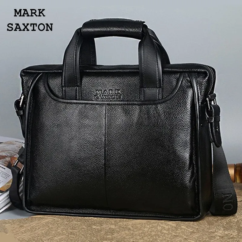 Мужская сумка портфель MARK SAXTON дизайнерская Повседневная из натуральной воловьей