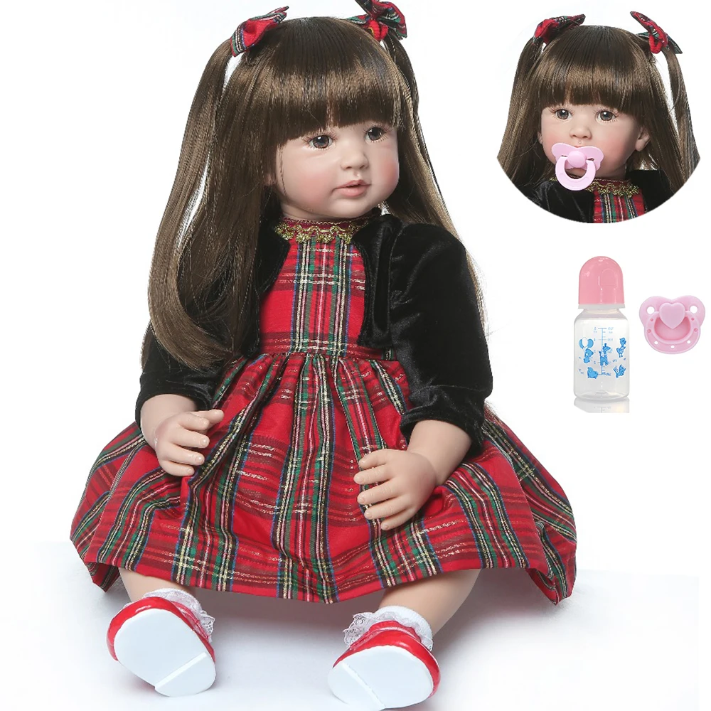 

24" Silicone Reborn Toddler Baby Doll Toys 60cm Princess Girl Like Alive Reborn Bebe Girls Brinquedos Collection Birthday Gift