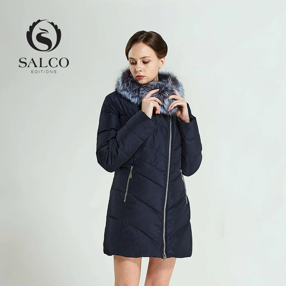 SALCO в 2017 году новая женская одежда чтобы согреться длинные леди мобильный silver fox