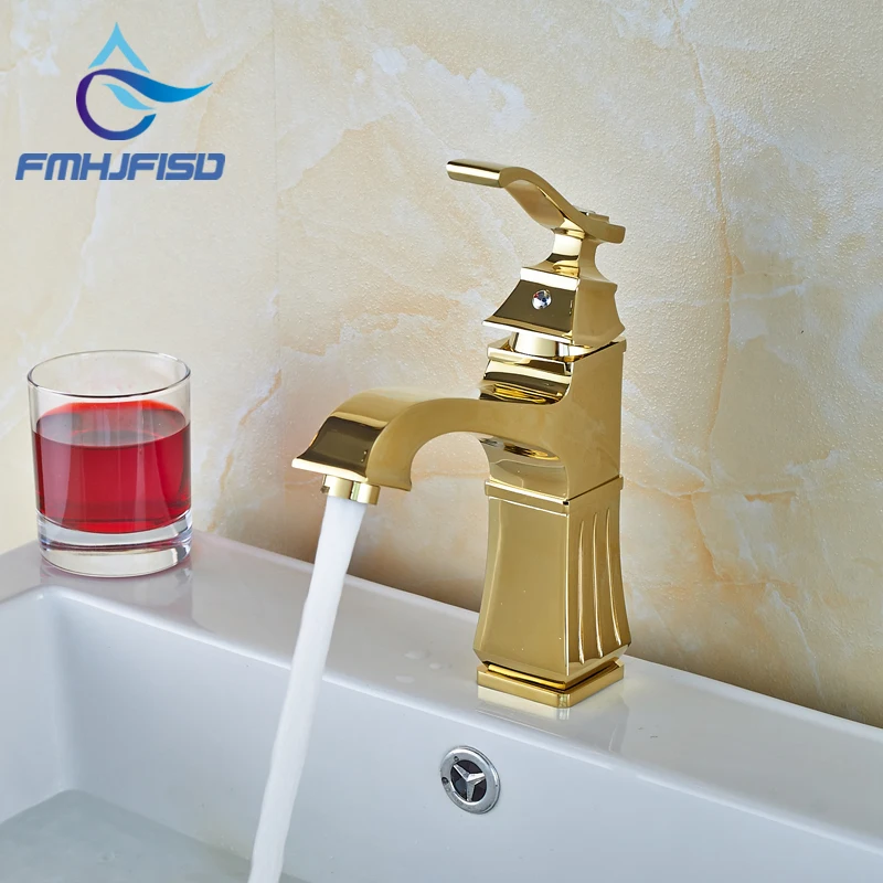 

Luxury Design Bathroom Countertop Mixer Faucet with Hot Cold Water Mixer Taps Golden/Oil Rubbed Bronze