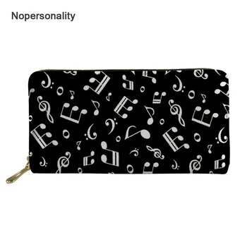 

Nopersonality Black Music Notes Print Leather Wallet for Women Personalized Female Ladies Coin Purse Piano Keyboard Hand Bag
