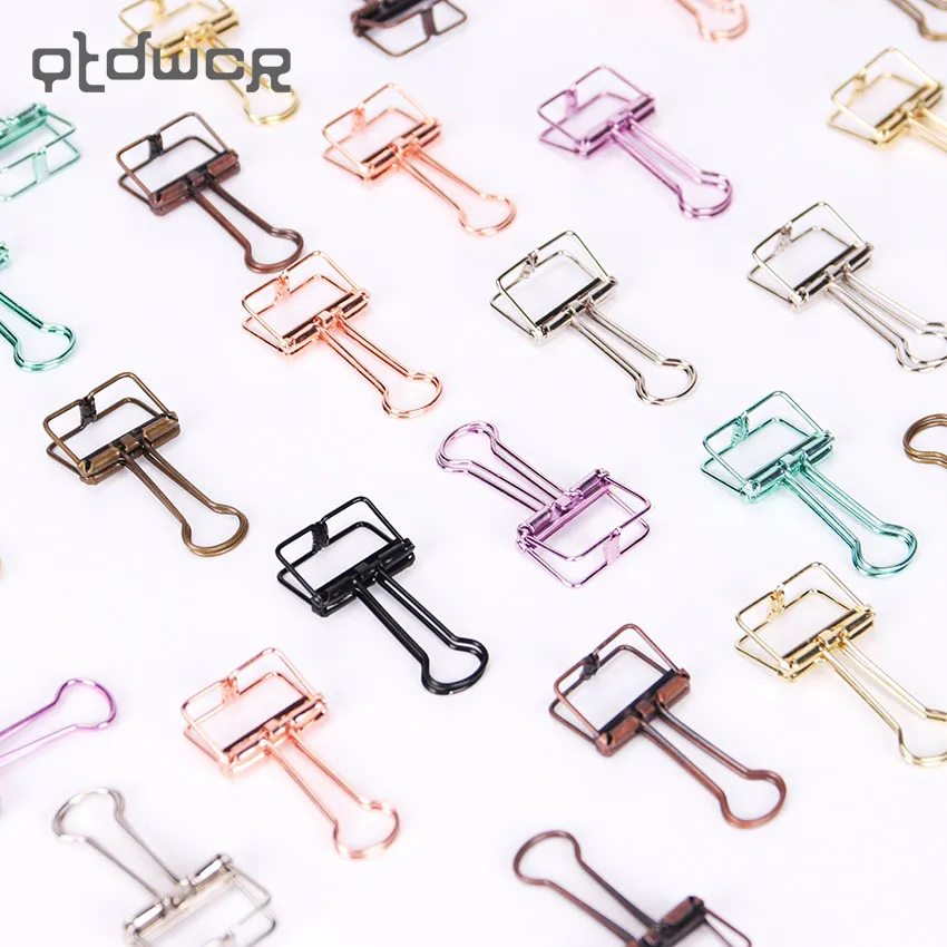 

10PCS Cute Kawaii Hollow Metal Binder Clips Food Clips Notes Clips Random Mixed Color 20mm Width Stationery Supplies