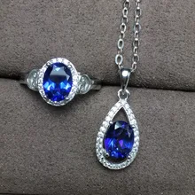 KJJEAXCMY бутик Драгоценности девушки натуральный танзанопа камень набор может быть заменен сертификатом 925 чистого серебра инкрустации