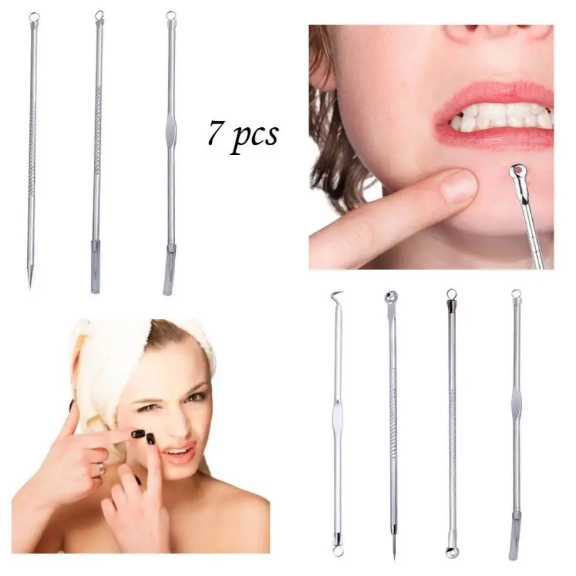 7PCS stainless steel blackhead pimples acne needle tool Facial Acne