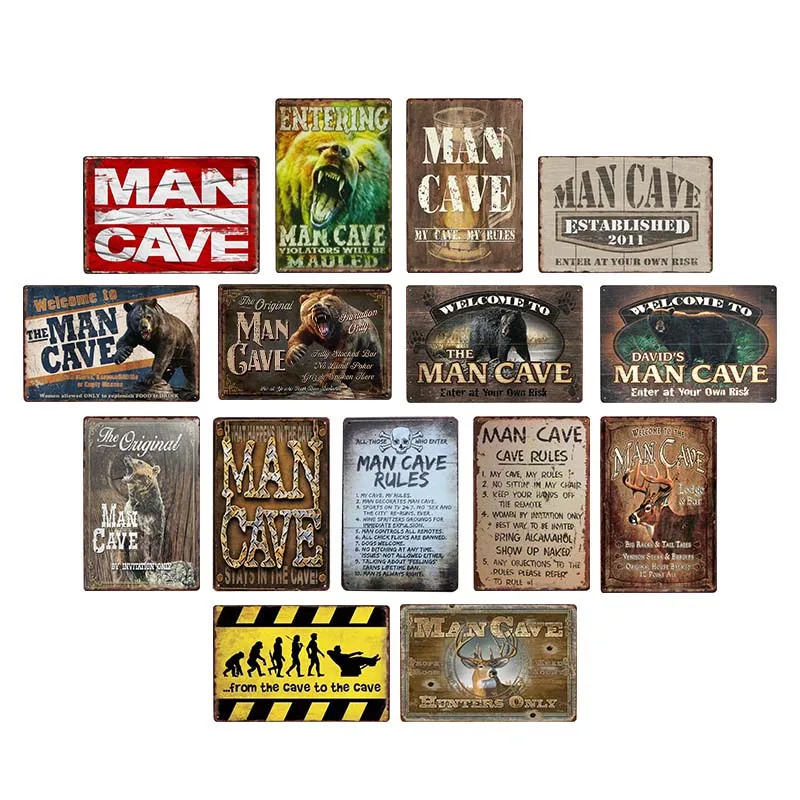 Vintage Metal Tin Signs Man Cave Retro Plate Pub Bar WC Art Decor Wall Poster